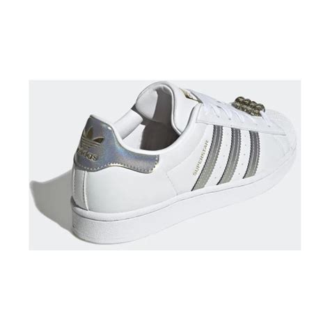 witte adidas sneakers superstar dames met zilveren accenten|Witte Adidas Superstar online kopen .